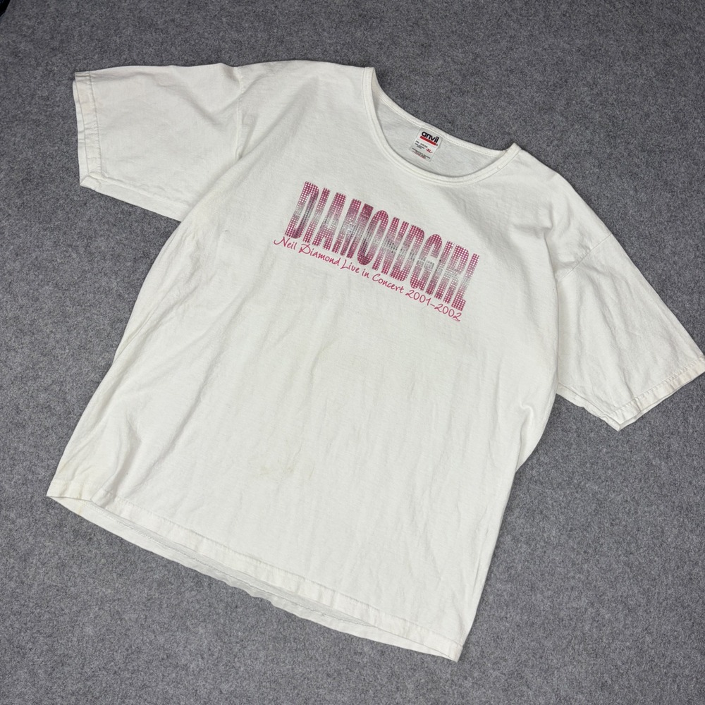 Vintage Neil Diamond Diamond Girl Tour T-Shirt 2001-2002 White XL Anvil Concert